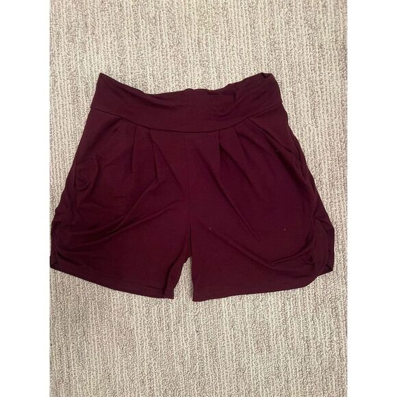 Unbranded Women's High-Waist Pleated Athletic Shorts Red maroon (Size S/M) - Picture 1 of 6